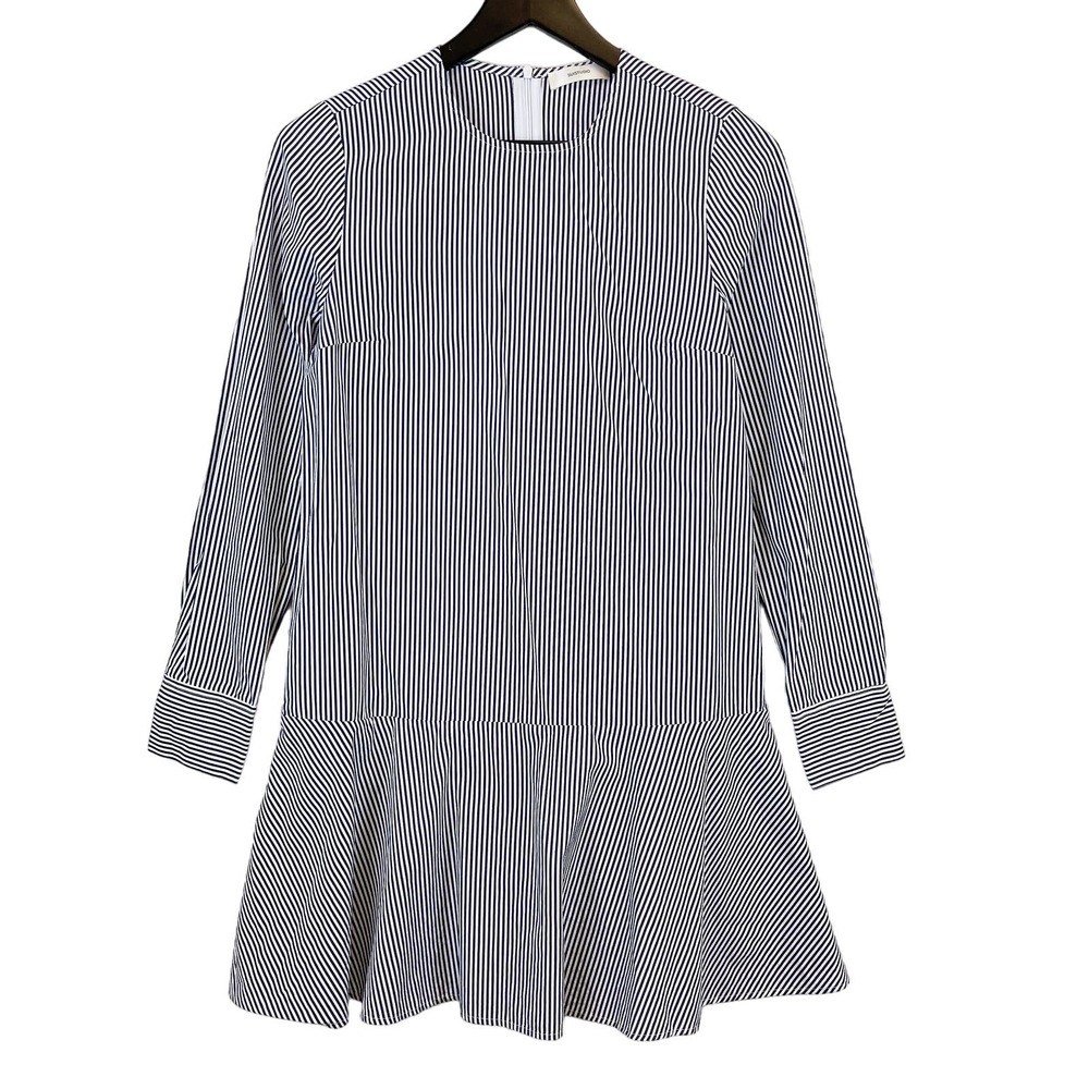 Suistudio (US 2) Dylan Mini Stripe Shirt Dress Blue White Drop Waist Cotton